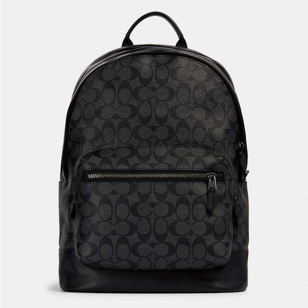 Coach West Backpack in Signature Canvas Charcoal Black